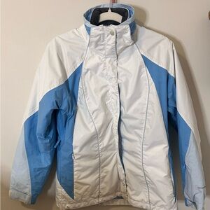 Columbia Women's White and Light Blue  3 in 1 Ski Jacket Zip Out